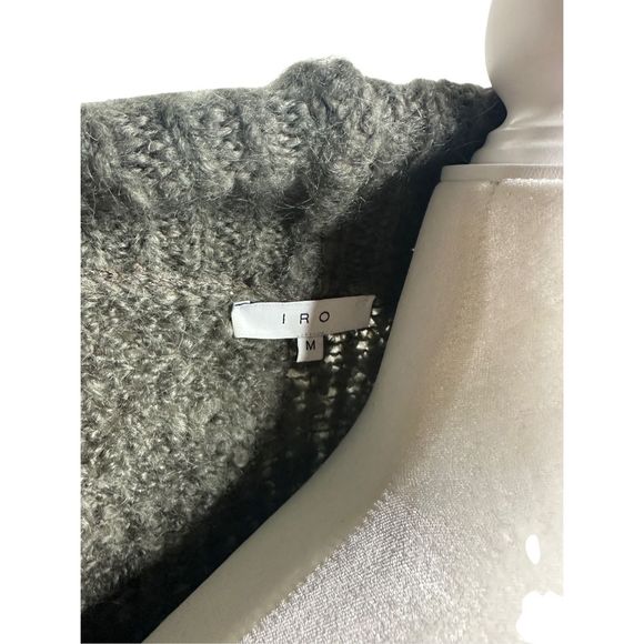 IRO Juvani Oversized Mohair Wool Chunky Sweater Cardigan Green Sz Medium Women's - Picture 6 of 9